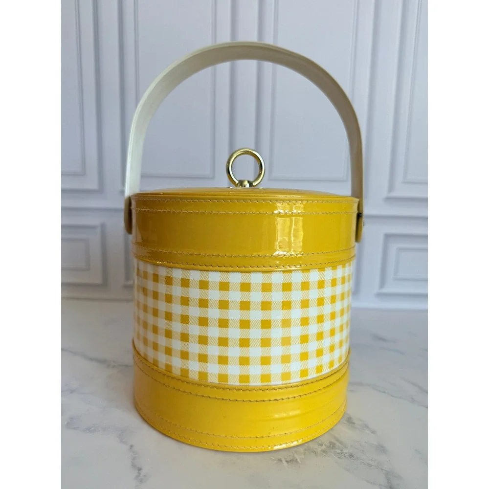 VTG 1950s Georges Briard MCM Retro Yellow Gingham Vinyl 7